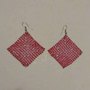 Bright pink mesh earrings